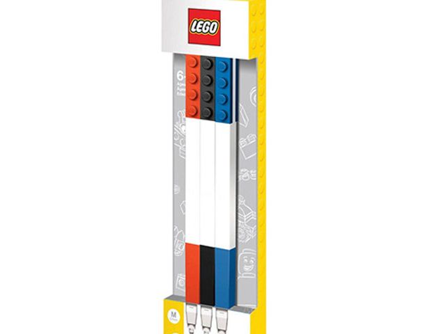 【 樂高積木 LEGO 】積木原子筆 - 黑, 藍, 紅色 (3入)