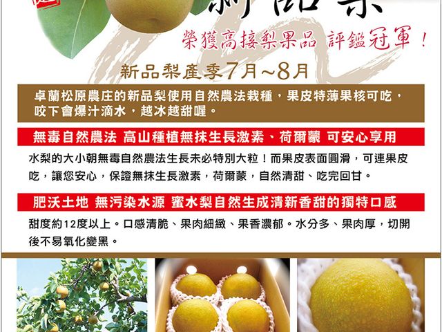 【頭等獎 日系新品梨禮盒 6斤裝】使用自然農法栽培 請您放心大口吃水梨
