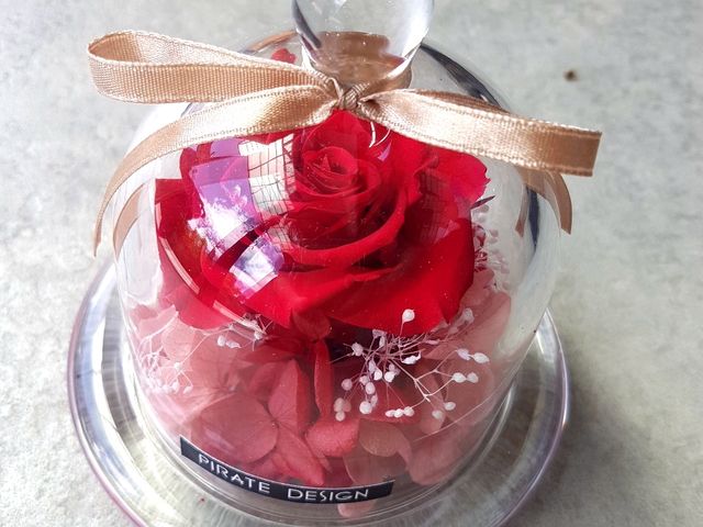 【經典紅玫瑰。永生玫瑰玻璃花盅 /玻璃罩 (附禮物盒)】創意送禮 讓心意更長久