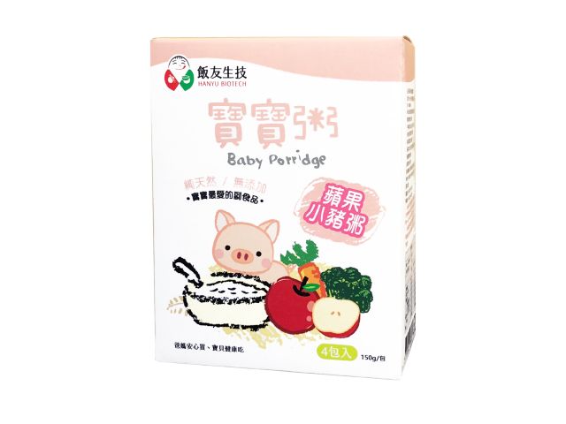 【飯友 - 蘋果小豬寶寶粥(4包/盒)】適合6個月至1歲嬰幼兒的副食品