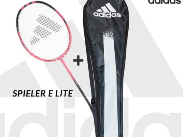 【adidas spieler E Lite 超輕量全碳穿線羽球拍】贈新式球拍套