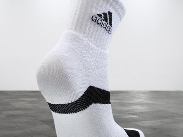 【adidas  P3.1強化高機能短筒運動襪(白底/黑logo)】品質卓越 台灣製造