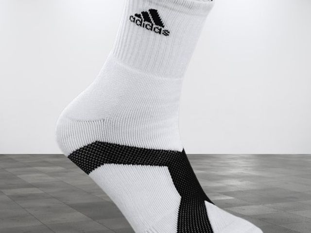 【adidas P3.1 強化高機能中筒運動襪(白底/黑logo)】品質卓越 台灣製造