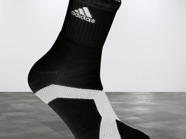 【adidas P3.1 強化高機能中筒運動襪(黑底/白logo)】品質卓越 台灣製造