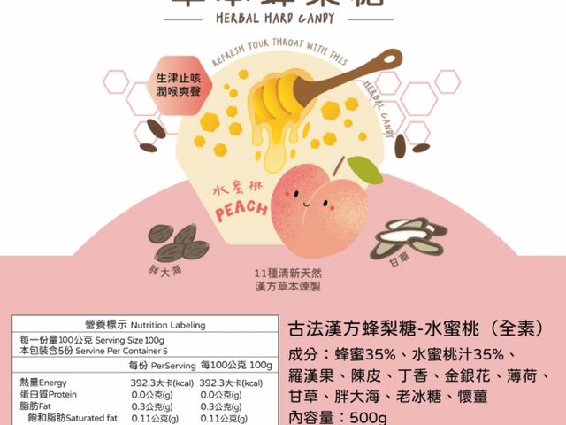 【免運優惠！依琦匠子 - 漢方蜂梨糖500g/罐x3罐 四種口味任選】古法草本漢方，潤喉護嗓