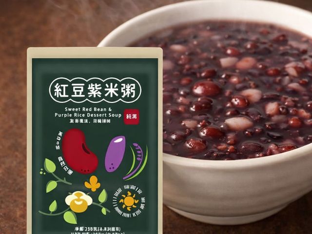 【福記 紅豆紫米粥(全素) 250gX5包】常溫即食或搭配元宵湯圓超方便