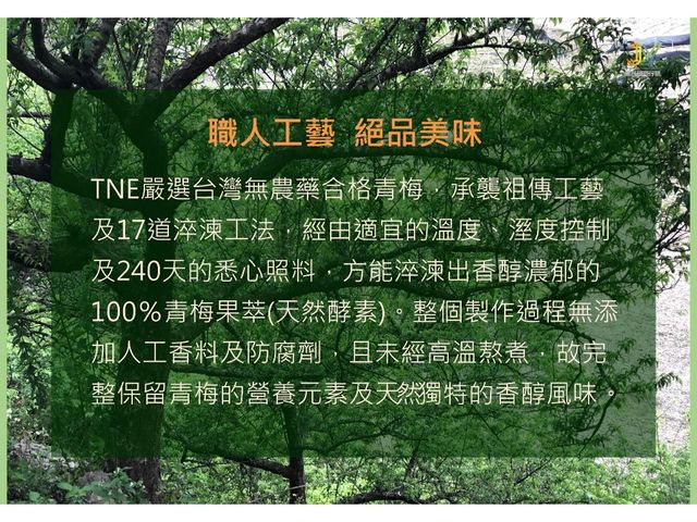 【TNE自然元素 100%青梅果萃酵素 2瓶+冰糖淬梅 4袋】日式淬鍊工藝，天然健康美味