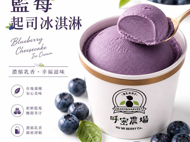 【呼密藍莓起司冰淇淋】濃郁藍莓Ｘ香醇起司 綿密口感幸福加倍！
