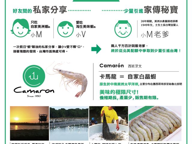卡馬龍 Camaron 巨無霸 白晶蝦 白蝦 有機無毒環境飼養 通過SGS檢驗符合台灣標準