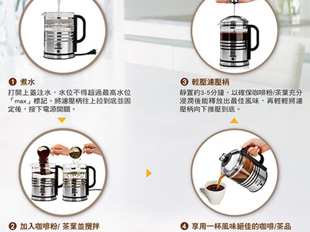 【OSTER3合1電動濾壓/咖啡/電茶壺(BVST-FPK3)】泡什麼都方便